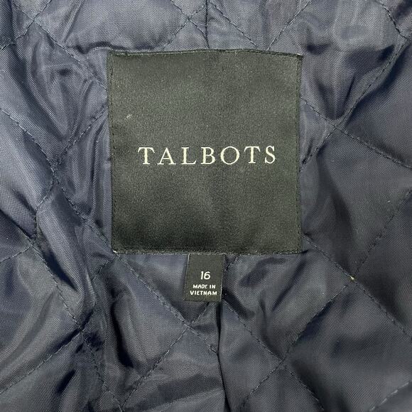 Talbots Funnel Neck Wool Alpaca Blend Double Breasted Coat Blue Size 16 - Picture 10 of 10